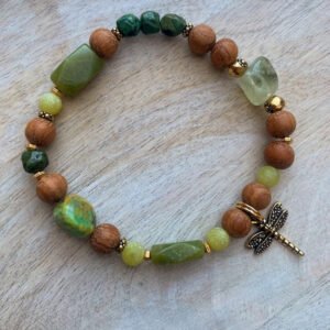 Dragon Fly | Arizona Turquoise, Jade and Prehnite Boho Diffuser Bracelet