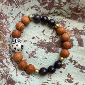 Owl | Blue Goldstone & Bayong Wood Diffuser Bracelet