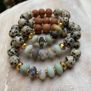 Dripping Springs | Matte Rainbow Amazonite and Dalmatian Jasper Diffuser Bracelet
